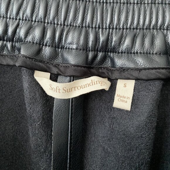 Soft Surroundings Rivka Faux Leather Black Pants Wide Leg - Picture 10 of 12